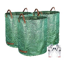 Green Tookie Gardening Bag Heavy Duty Reusable Yard Waste BagLeaf Trash Can Gardening Container Weed Container 10 Gallon Release Buckle Gardening Bag Collapsible Garden Waste Bag 
