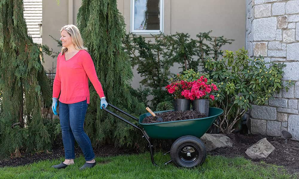 dual-wheel wheelbarrow for gardening