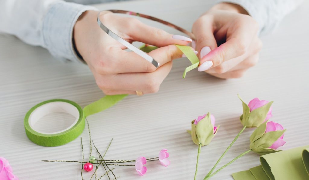 use floral tape to create flower arrangements