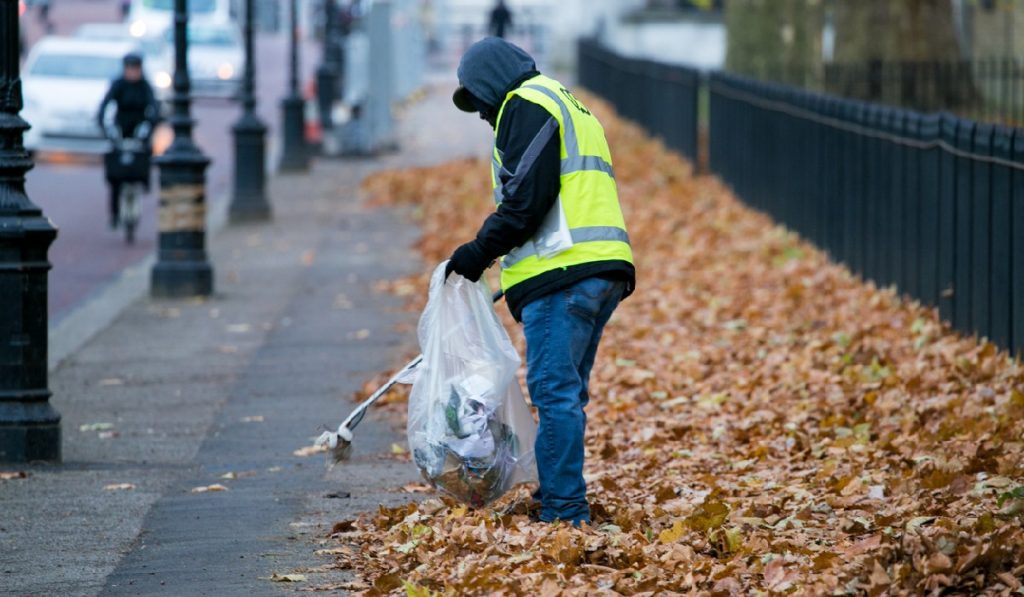 use a leaf grabber to clean up yards