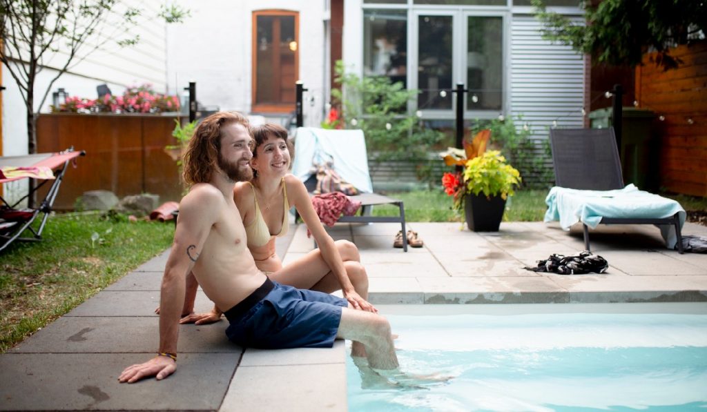 Relaxing around the swimming pool