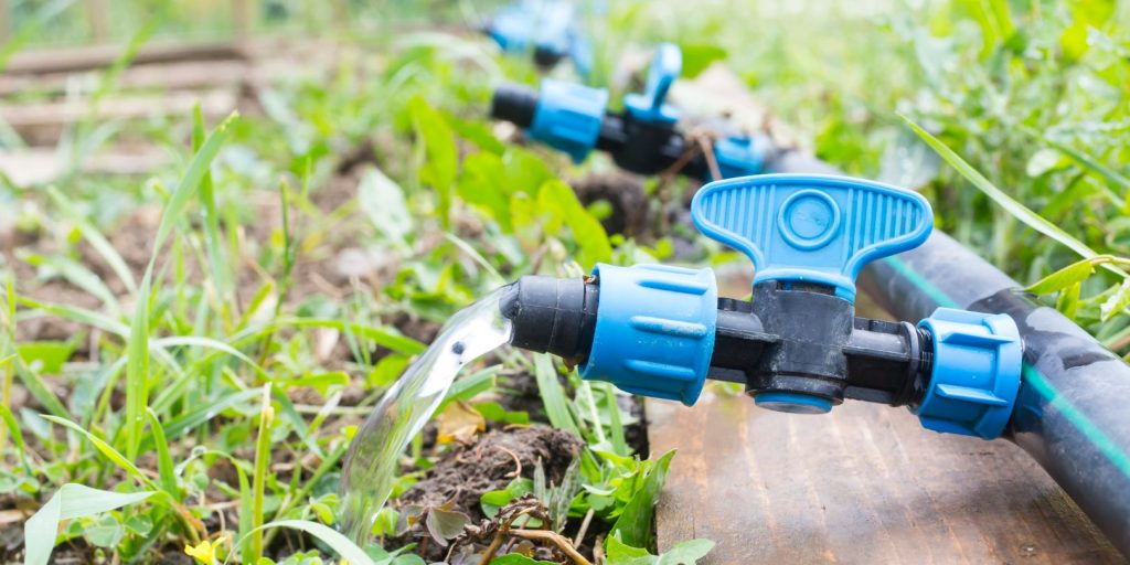 drip-irrigation-vs-soaker-hose garden-gate Drip Irrigation System Close Up.