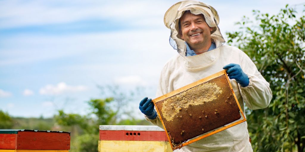 Beekeeper at apiary