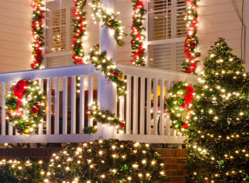 Christmas lights on a house