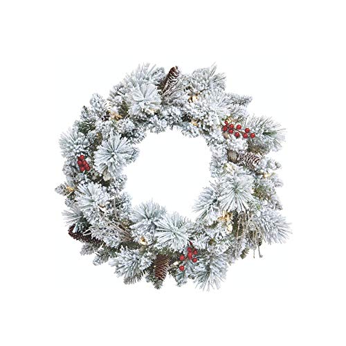NOMA pre-lit 24-inch LED Berry Flocked Christmas wreath