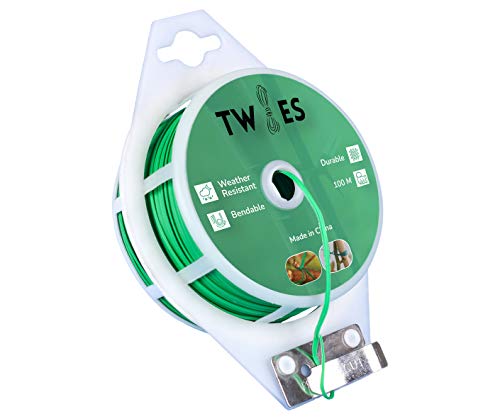 TWIES PE Plastic Coated Garden Ties With Built-in Cutter