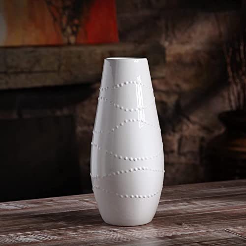 Hosley White Textured Ceramic Vase